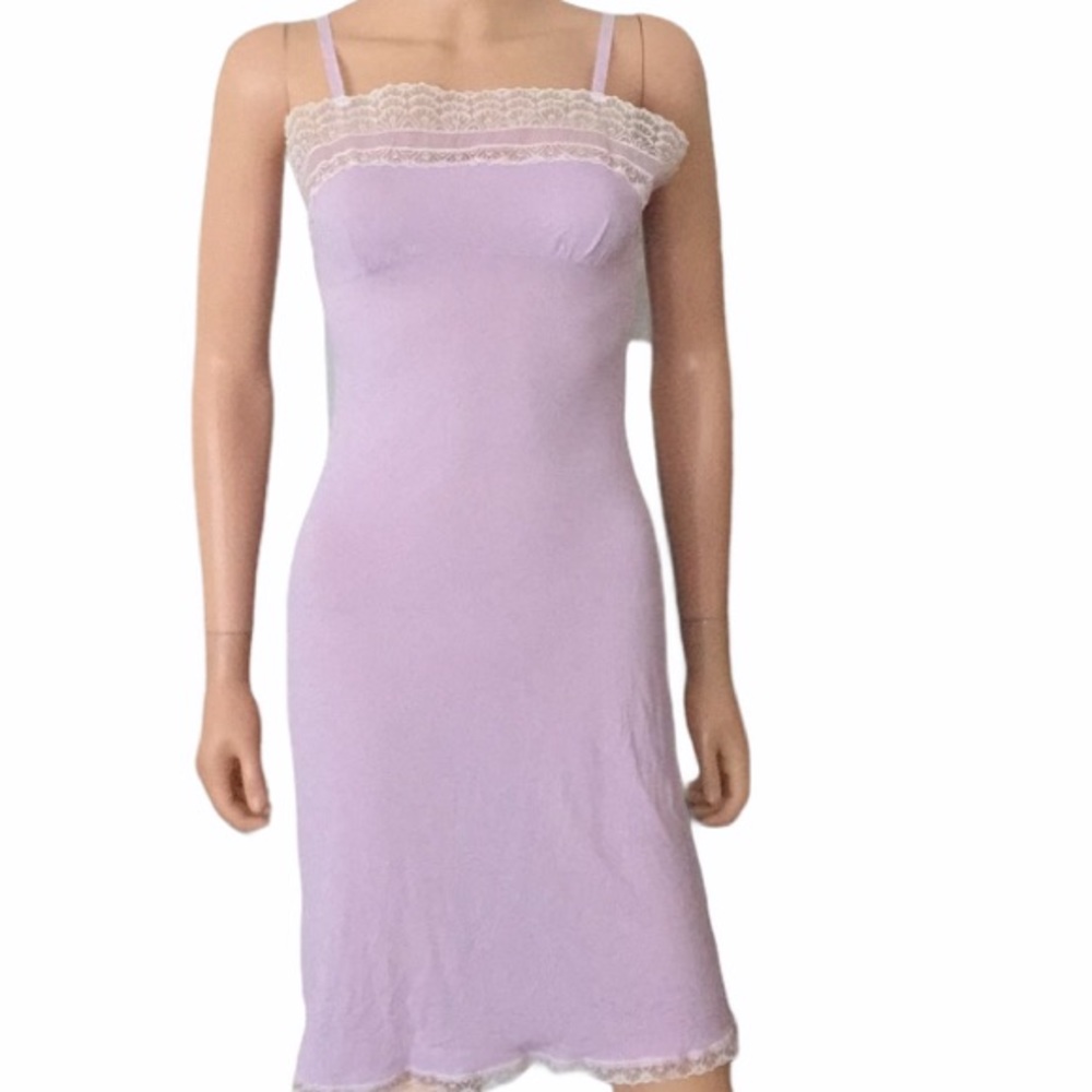 Rare Vintage Stretta 1940s Lavender Lace Trim Slip Dress Germany